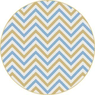 Metro 1014 Mutlicolored Contemporary Area Rug (53 Round) (MultiSecondary Colors Yellow, blue, whitePattern ChevronTip We recommend the use of a non skid pad to keep the rug in place on smooth surfaces.All rug sizes are approximate. Due to the differenc