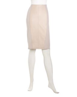 Leather Front Pencil Skirt, Sand
