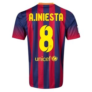 Nike Barcelona 13/14 A.INIESTA Home Soccer Jersey