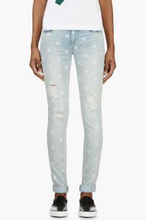 Marc By Marc Jacobs Blue Slim Rolled Cuff Lily Dot Jeans
