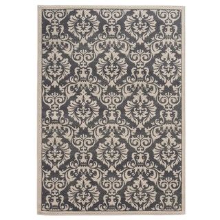 Traditional Floral Charcoal/ Ivory Area Rug (33 X 55)