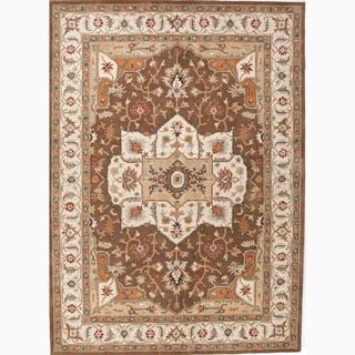 Hand made Oriental Pattern Brown/ Ivory Wool Rug (8x10)