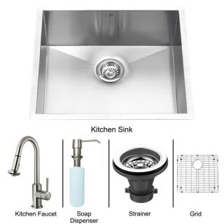 Vigo Industries VG15073 Kitchen Sink Set, Undermount Sink, Faucet, Grid, Strainer amp; Dispenser Stainless Steel