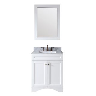 Virtu Usa Elise 30 Inch Single Sink White Vanity With Carrara White Marble Countertop And Backsplash