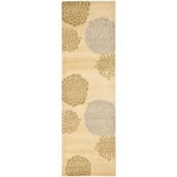 Handmade Soho Bontanical Beige New Zealand Wool Rug (26 X 8)