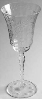 Unknown Crystal Unk152 Water Goblet   Clear,Cut Flowers & Gray Cut Lines