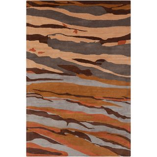 Allie Handmade Brown/gray Abstract Wool Rug (5 X 76)