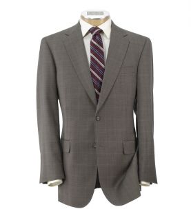 Signature Gold 2 Button Wool Suit  Olive Plaid Windowpane JoS. A. Bank Mens Sui