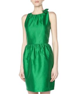 Side Bow Shantung Fit And Flare Dress, Jelly Bean