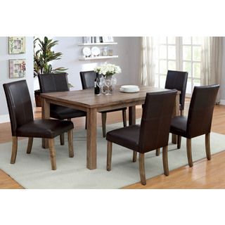Elva 7 piece Dining Set With Dark Brown Leatherette Side Chair