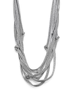Eileen Fisher Multi Strand Knotted Necklace   Silver