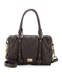 Belted Leather Satchel, Chocolate