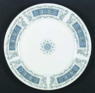 Meito Jasper Dinner Plate, Fine China Dinnerware   Blue Panels, Blue/Gray Flower