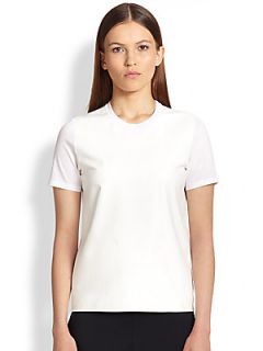 Reed Krakoff Leather Front Cotton Tee   Black