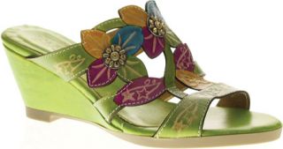 Womens Spring Step Dandy   Green Leather Ornamented Shoes