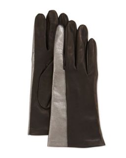 Metallic Striped Leather Gloves