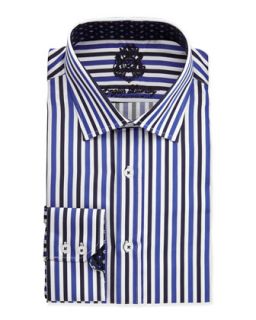 Striped Spread Collar Dress Shirt, Blue