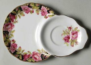 Queen Anne (England) Black Magic Snack Plate, Fine China Dinnerware   Bone,Pink