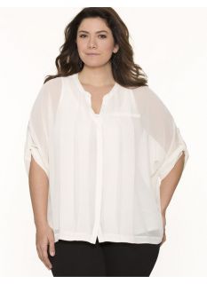 Lane Bryant Plus Size Boxy pintuck blouse     Womens Size 26/28, Gardenia