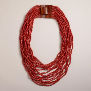 Red Chunky Wood Clasp Necklace   World Market