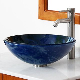 Elite Earth Pattern Tempered Glass Bathroom Sink