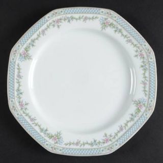 Christopher Stuart Floral Revue Salad Plate, Fine China Dinnerware   Blue&Pink F