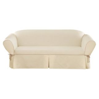 Sure Fit Corded Canvas Sofa Slipcover   Natural