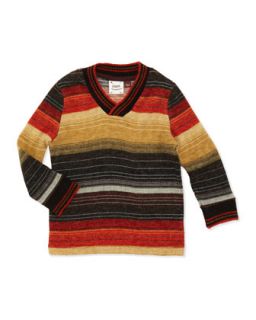 Striped V Neck Sweater, Autumn, 2T 4T