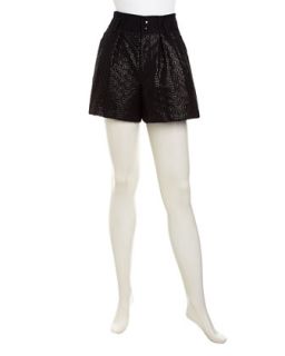 Carlie Iridescent Sunburst Lace Shorts, Noir