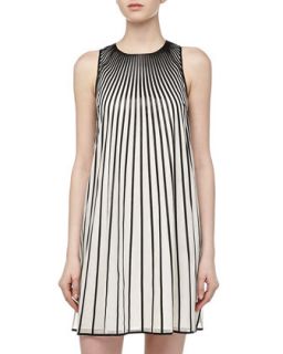 Bonta Sunburst Stripe Shift Dress, Ivory/Black