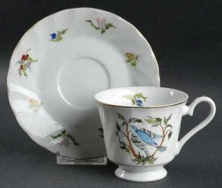Georges Briard Woodland Melody Footed Cup & Saucer Set, Fine China Dinnerware  