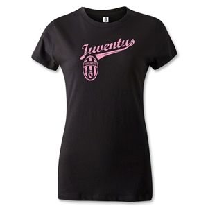 hidden Juventus Womens Distressed T Shirt (Black)