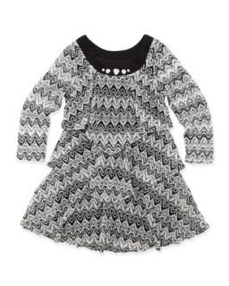Chevron Stripe Tiered Sweater Dress, 4 6X