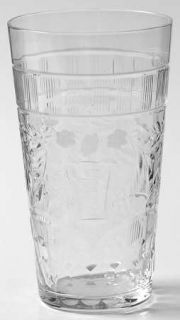 Rock Sharpe Monoco Flat Juice Glass   Stem #1008, Cut Floral & Diamond Design