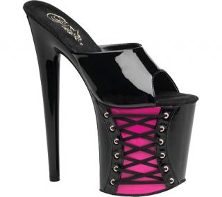 Womens Pleaser Flamingo 801FH1   Black/Hot Pink Patent High Heels