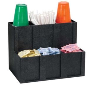 Dispense Rite Cup Lid Straw Condiment Organizer, 6 Section, Polystyrene, Black