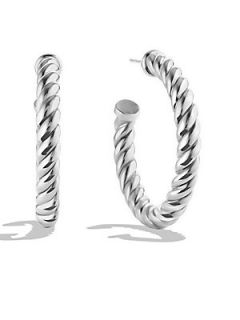 David Yurman Sterling Silver Cable Hoop Earrings/1.5   Silver