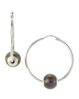 Single Pearl Hoop Earrings