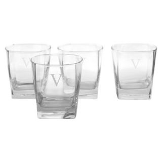 Personalized Monogram Whiskey Glass Set of 4   V