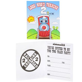 Two Two Train 2nd Birthday Invitations