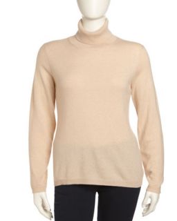Cashmere Relaxed Turtleneck, Oatmeal, Womens