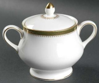 Wedgwood Chester Sugar Bowl & Lid, Fine China Dinnerware   Contour Shape, Gold S