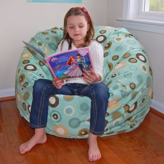 Ahh Products Bubbly Lake Cotton Washable Bean Bag Chair (Aqua blue, tan, white, brownMaterials Cotton cover, polyester liner, polystyrene fillingWeight 9 poundsDiameter 36 inchesFill Reground polystyrene (styrofoam) piecesClosure ZipperRemovable and 