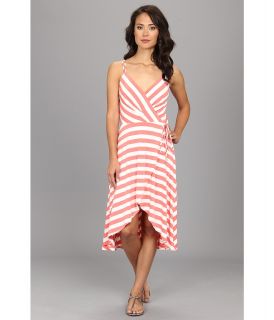 Vince Camuto Striped High Low Faux Wrap Dress Womens Dress (Pink)