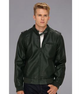 Members Only Faux Real Racer Jacket Mens Coat (Green)