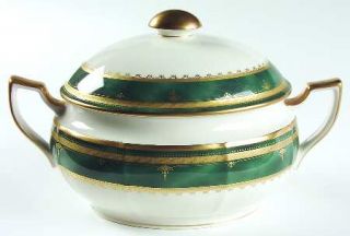 Noritake Solemn Emerald Oval Covered Vegetable, Fine China Dinnerware   Baroque,