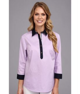 Jones New York 3/4 Sleeve 1/2 Placket Shirt Womens Blouse (Purple)