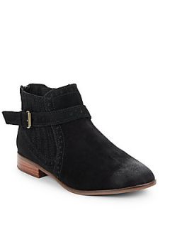 Charley Distressed Suede Ankle Boots   Black
