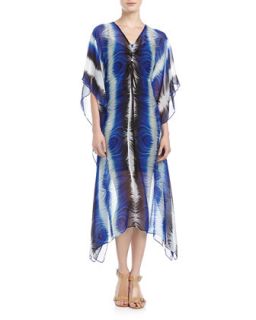 Printed Caftan Maxi Dress, Blue