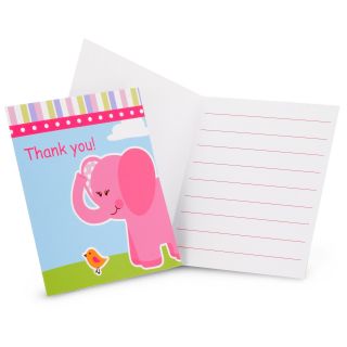 Pink Elephants Thank You Notes